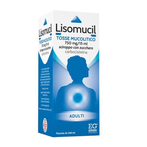 LISOMUCIL TOSSE MUCOLITICO*AD sciroppo 200 ml 750 mg/15 ml con zucchero