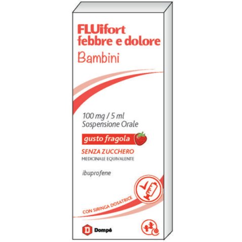 FLUIFORT FEBBRE E DOLORE*BB orale sosp 150 ml 100 mg/5 ml gusto fragola senza zucchero FLUIFORT FEBBRE E DOLORE*BB orale sosp 150 ml 100 mg/5 ml gusto fragola senza zucchero