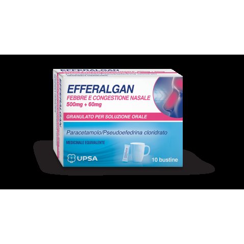 EFFERALGAN FEBBRE E CONGESTIONE NASALE*10 bust 1,5 g 500 mg+ 60 mg