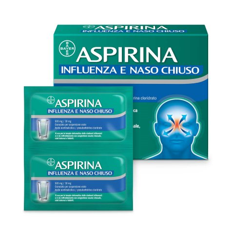 ASPIRINA INFLUENZA E NASO CHIUSO*orale 10 bust 500 mg + 30 mg ASPIRINA INFLUENZA E NASO CHIUSO*orale 10 bust 500 mg + 30 mg