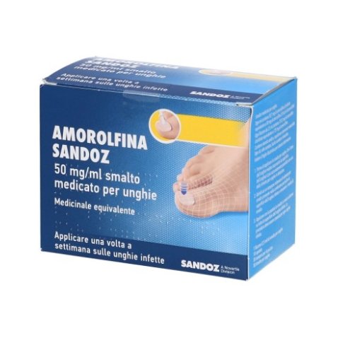 AMOROLFINA (SANDOZ)*smalto unghie 1 flacone 2,5 ml 50 mg/ml AMOROLFINA (SANDOZ)*smalto unghie 1 flacone 2,5 ml 50 mg/ml
