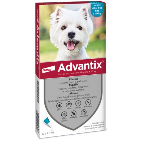 ADVANTIX SPOT ON*soluz 6 pipette 1 ml 100 mg + 500 mg cani da 4 a 10 kg