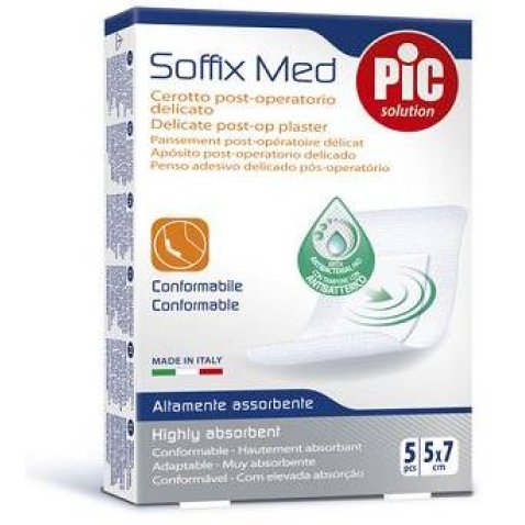CEROTTO PIC SOFFIX MED IN TNT CON TAMPONE CENTRALE ASSORBENTE STERILE MONOUSO 5X7 CM ANTIBATTERICO 5 PEZZI CEROTTO PIC SOFFIX MED IN TNT CON TAMPONE CENTRALE ASSORBENTE STERILE MONOUSO 5X7 CM ANTIBATTERICO 5 PEZZI