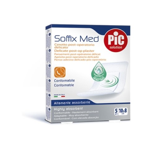 CEROTTO PIC SOFFIX MED IN TNT CON TAMPONE CENTRALE ASSORBENTE STERILE MONOUSO 10X8 CM ANTIBATTERICO 5 PEZZI CEROTTO PIC SOFFIX MED IN TNT CON TAMPONE CENTRALE ASSORBENTE STERILE MONOUSO 10X8 CM ANTIBATTERICO 5 PEZZI