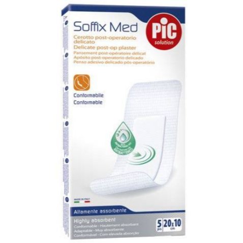 CEROTTO PIC SOFFIX MED IN TNT CON TAMPONE CENTRALE ASSORBENTE STERILE MONOUSO 10X20 CM ANTIBATTERICO 5 PEZZI CEROTTO PIC SOFFIX MED IN TNT CON TAMPONE CENTRALE ASSORBENTE STERILE MONOUSO 10X20 CM ANTIBATTERICO 5 PEZZI