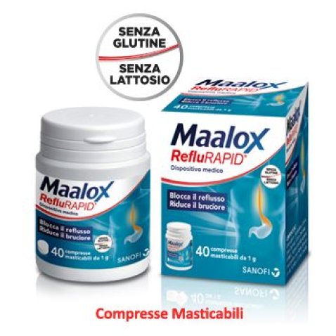 MAALOX REFLURAPID 40 COMPRESSE MASTICABILI MAALOX REFLURAPID 40 COMPRESSE MASTICABILI