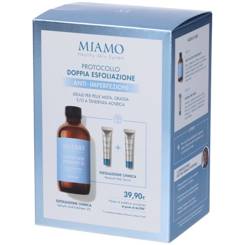 MIAMO COFANETTO 2025 ESFOLIANTE ANTI IMPERFEZIONI 1 ACIDO SALICILICO 120 ML + 2 RENEWAL PEEL 5 ML OMAGGIO