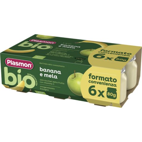 PLASMON BIO OMOGENEIZZATO BANANA E MELA 6 PEZZI DA 80 G PLASMON BIO OMOGENEIZZATO BANANA E MELA 6 PEZZI DA 80 G