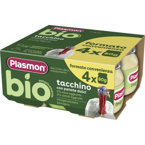 PLASMON BIO OMOGENEIZZATO TACCHINO CON PATATE DOLCI 4 PEZZIDA 80 G
