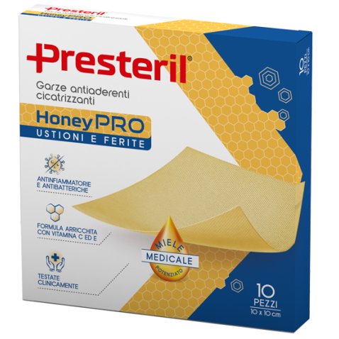 GARZA ANTIADERENTE CICATRIZZANTE PRESTERIL HONEYPRO 10X10 CM10 PEZZI GARZA ANTIADERENTE CICATRIZZANTE PRESTERIL HONEYPRO 10X10 CM10 PEZZI