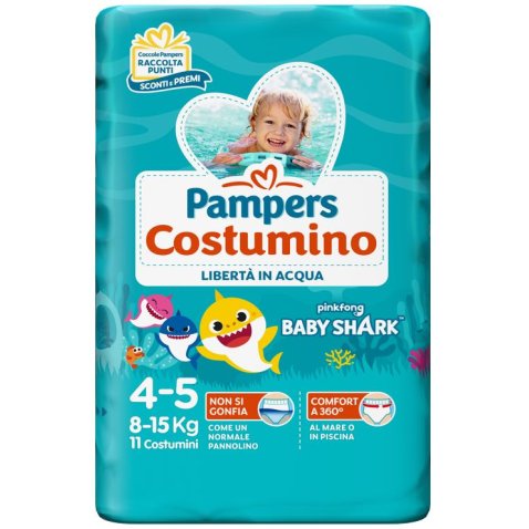PAMPERS COSTUMINO BABY SHARK CP S 4-5 11 PEZZI PAMPERS COSTUMINO BABY SHARK CP S 4-5 11 PEZZI