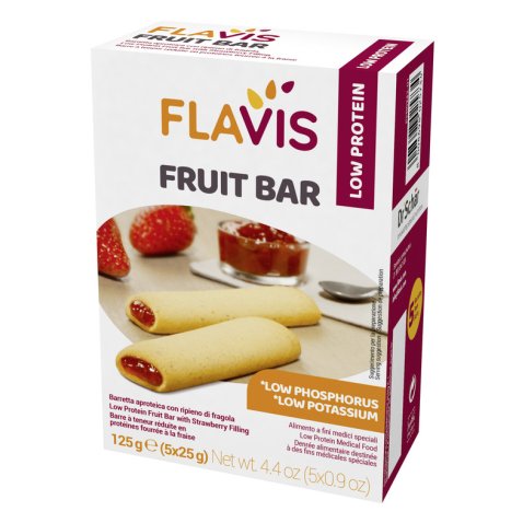 FLAVIS FRUIT BAR BARRETTA APROTEICA CON RIPIENO DI FRAGOLA 5PEZZI DA 25 G FLAVIS FRUIT BAR BARRETTA APROTEICA CON RIPIENO DI FRAGOLA 5PEZZI DA 25 G
