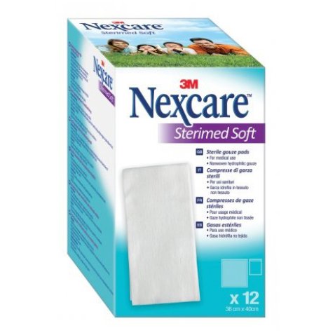 GARZA COMPRESSA STERILE NEXCARE STERIMED SOFT 18X40 CM MULTILINGUAL 12 PEZZI