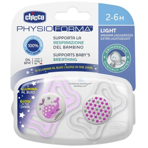 CHICCO SUCCHIETTO LIGHT LUMINOSO SILICONE 2-6 MESI 2 PEZZI CHICCO SUCCHIETTO LIGHT LUMINOSO SILICONE 2-6 MESI 2 PEZZI