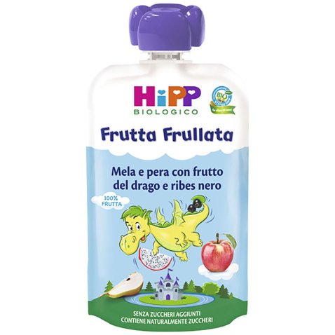 HIPP BIO FRUTTA FRULLATA DRAGONE MELA PERA FRUTTA DEL DRAGORIBES NERO 90 G
