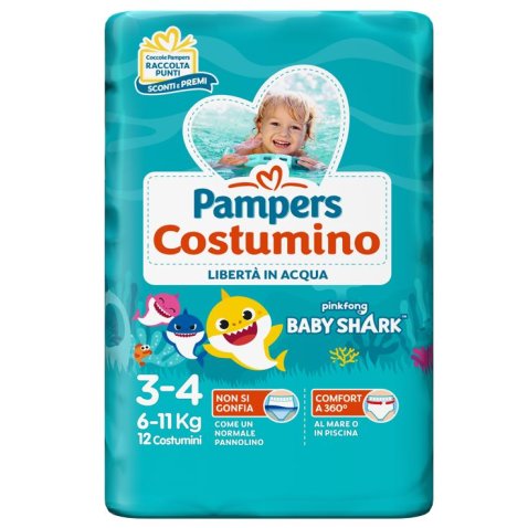 PAMPERS COSTUMINO BABY SHARK CP S3-4 12 PEZZI PAMPERS COSTUMINO BABY SHARK CP S3-4 12 PEZZI