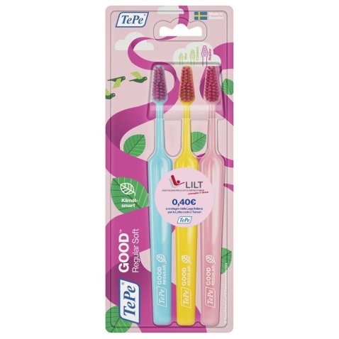 TEPE GOOD REGULAR 3 PACK TOOTHBRUSH EDIZIONE LIMITATA PINK RIBBON TEPE GOOD REGULAR 3 PACK TOOTHBRUSH EDIZIONE LIMITATA PINK RIBBON