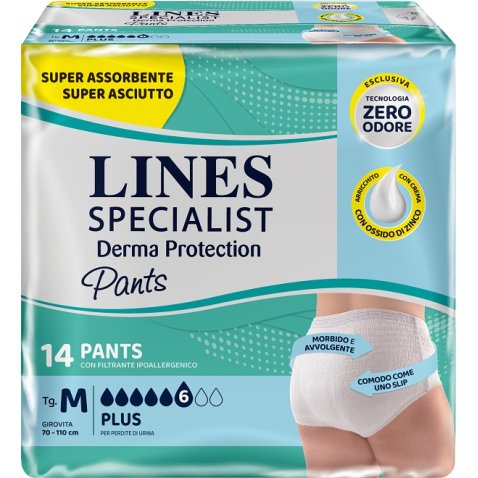 PANNOLONE PER INCONTINENZA LINES SPECIALIST DERMA PANTS PLUSM 14 PEZZI PANNOLONE PER INCONTINENZA LINES SPECIALIST DERMA PANTS PLUSM 14 PEZZI