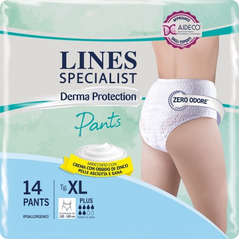 PANNOLONE PER INCONTINENZA LINES SPECIALIST DERMA PANTS PLUSXL 14 PEZZI