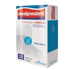 GARZA COMPRESSA MEDIPRESTERIL 12/8 FU 18X40CM 12 PEZZI GARZA COMPRESSA MEDIPRESTERIL 12/8 FU 18X40CM 12 PEZZI