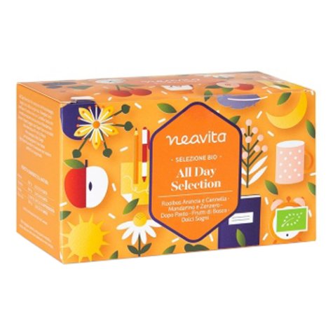 NEAVITA SELEZIONE INFUSI E TISANE BIO IN FILTRO ALL DAY SELECTION 20 PEZZI NEAVITA SELEZIONE INFUSI E TISANE BIO IN FILTRO ALL DAY SELECTION 20 PEZZI
