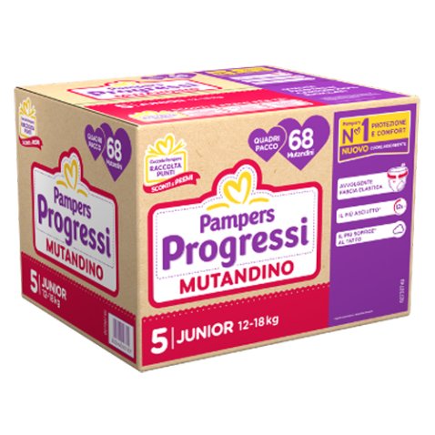 PAMPERS PROGRESSI MUTANDINA QUADRI JUNIOR 68 PEZZI PAMPERS PROGRESSI MUTANDINA QUADRI JUNIOR 68 PEZZI