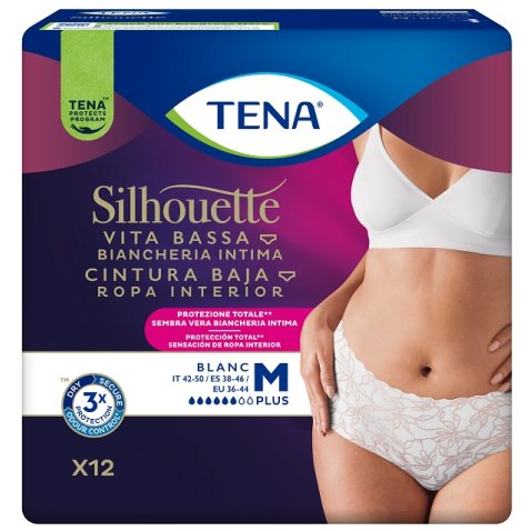 PANNOLONE A MUTANDINA ASSORBENTE TENA SILHOUETTE PLUS WHITEMEDIUM 12 PEZZI