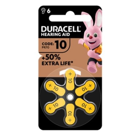 DURACELL EASY TAB 10 GIALLO BATTERIA PER APPARECCHIO ACUSTICO 6 PEZZI