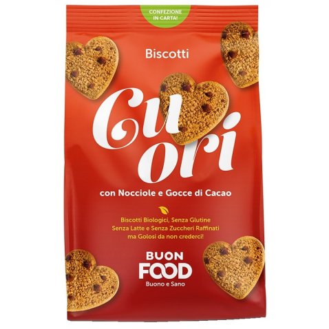 BUON FOOD CUORI BISCOTTI CON NOCCIOLE E GOCCE DI CACAO BIO 200 G BUON FOOD CUORI BISCOTTI CON NOCCIOLE E GOCCE DI CACAO BIO 200 G
