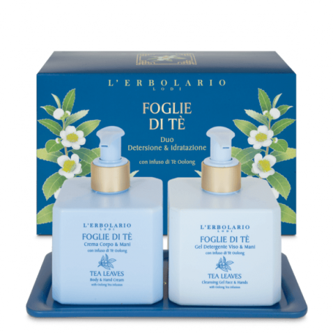 FOGLIE DI TE' DUO DETERGENTE VISO & MANI 250 ML + CREMA CORPO & MANI 250 ML + VASSOIO EDIZIONE LIMITATA