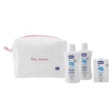 CHICCO BABY MOMENTS BEAUTY BAG W ZIP ROSA BAGNOSCHIUMA PELLIDELICATE 200 ML + SHAMPOO PELLI DELICATE 200 ML + SAPONE SOLIDO PELLI DELICATE 100 G