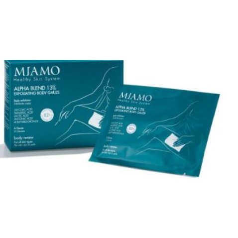 MIAMO BODY RENEW ALPHA BLEND 13% EXFOLIATING BODY GAUZE IMBEVUTE 6 BUSTE - Pelle esfoliata a lungo