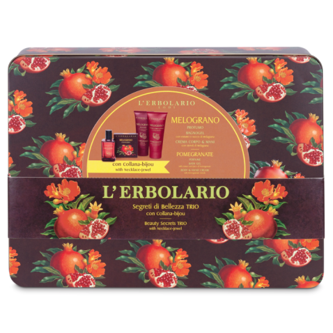 L'ERBOLARIO - MELOGRANO SEGRETI DI BELLEZZA TRIO 1 PROFUMO 50 ML + 1 COLLANA + 1 BAGNOGEL 100 ML + 1 CREMA CORPO & MANI 100 ML EDIZIONE LIMITATA