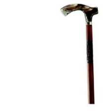BASTONE LEGNO SCOLPITO MANICO A T IN MARMO 1PEZZO