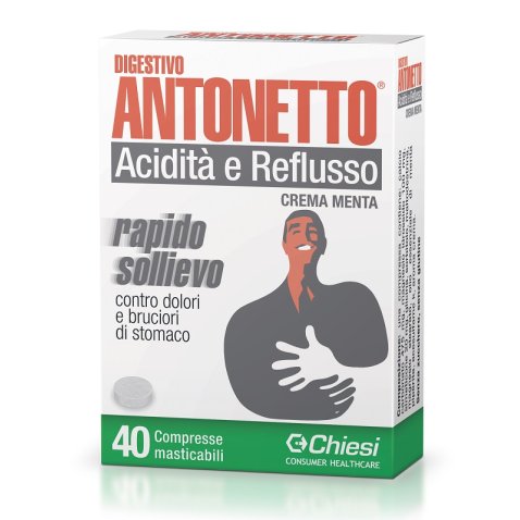 DIGESTIVO ANTONETTO ACIDITA' E REFLUSSO CREMA ALLA MENTA 40COMPRESSE MASTICABILI