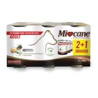 MIOCANE PATE' TRIS ADULT MANZO/CAROTE 3 X 400 G