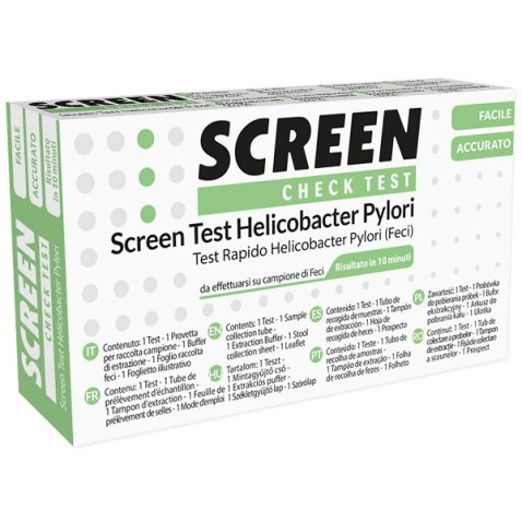 TEST RAPIDO PER L'INDIVIDUAZIONE DEGLI ANTIGENI HELICOBACTERPYLORI NELLE FECI UMANE SCREEN CHECK TEST HELICOBACTER/PYLORI