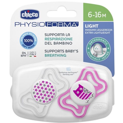 CHICCO SUCCHIETTO LIGHT GIRL SILICONE 6-16 MESI 2 PEZZI