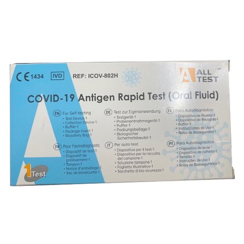 TEST ANTIGENICO RAPIDO COVID-19 ALLTEST AUTODIAGNOSTICO DETERMINAZIONE QUALITATIVA ANTIGENI SARS-COV-2 IN CAMPIONI SALIVARI MEDIANTE IMMUNOCROMATOGRAFIA