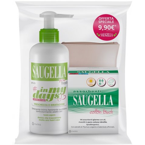 SAUGELLA IN MY DAYS BUNDLE YOU FRESH + ASSORBENTI GIORNO 14PEZZI + PORTA ASSORBENTI