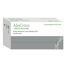 SOLUZIONE OFTALMICA LUBRIFICANTE A BASE DI ACIDO IALURONICOSALE SODICO CROSS LINKATO 0,20% ALOCROSS 15 OFTIOLI 0,35 ML