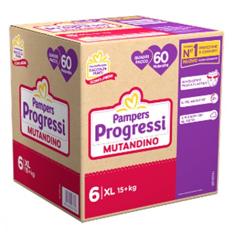 PAMPERS PROGRESSI MUTANDINA QUADRI XL 60 PEZZI