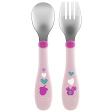CHICCO POSATE INOX 18M+ ROSA/VERDE