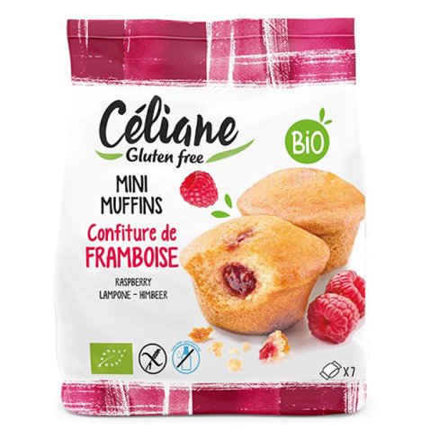 CELIANE MINI MUFFIN BIO SENZA GLUTINE AI LAMPONI 7 PEZZI DA28,5 G