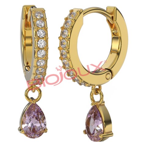 BJT317 ORECCHINI INES VIOLA GOLD PLATED