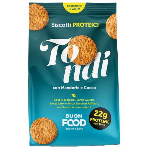 BUON FOOD TONDI BISCOTTI PROTEICI CON MANDORLE E COCCO BIO 200 G