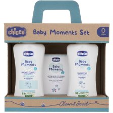 CHICCO BABY MOMENTS SET BAGNOSCHIUMA PELLI DELICATE 200 ML +SHAMPOO PELLI DELICATE 200 ML + ACQUA DI COLONIA BABY SMELLPELLI DELICATE 100 ML