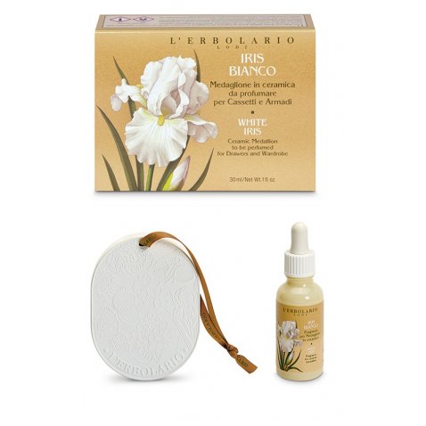 L'ERBOLARIO - IRIS BIANCO MEDAGLIONE CERAMICA PROFUMATO CASSETTI ARMADI