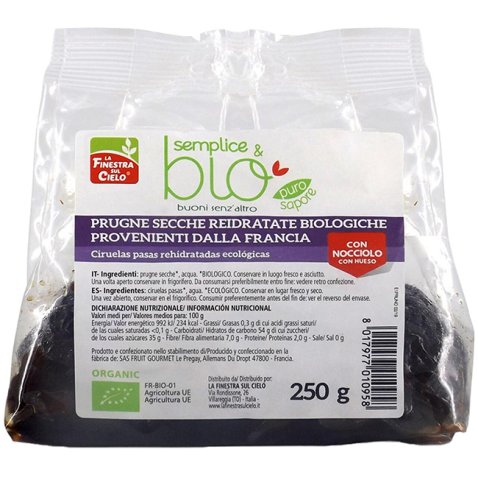 PRUGNE SECCHE REIDRATATE CON NOCCIOLO BIO 250 G