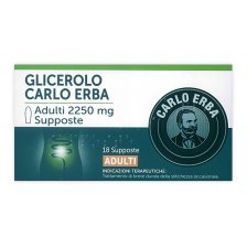 GLICEROLO CARLO ERBA 18 SUPPOSTE 2.250 mg - TRATTAMENTO EFFICACE PER LA STITICHEZZA OCCASIONALE